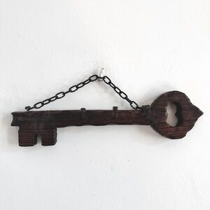 French vintage large wooden key hanger for keys, etc. In brown finish